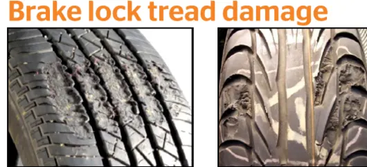 Caused by heavy brake application resulting in locked wheels. A patch is effectively scrubbed as the tyre skids across the road surface. Even ABS can lock briefly and cause flat spotting. This can only be avoided by avoiding sudden hard braking especially during a tyre disablement.
